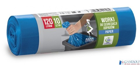 Worki do segregacji papier niebieskie LDPE 120l (10 szt.) ANNA ZARADNA 7065 Worki do segregacji papier niebieskie LDPE 120l (10 szt.) ANNA ZARADNA 7065