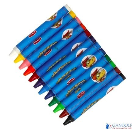 Kredki szkolne świecowe ZĘBOZAURUS 10cm SOFT- 12 kolorowe, trójkątne mix TO-559 Toma Kredki szkolne świecowe ZĘBOZAURUS 10cm SOFT- 12 kolorowe, trójkątne mix TO-559 Toma