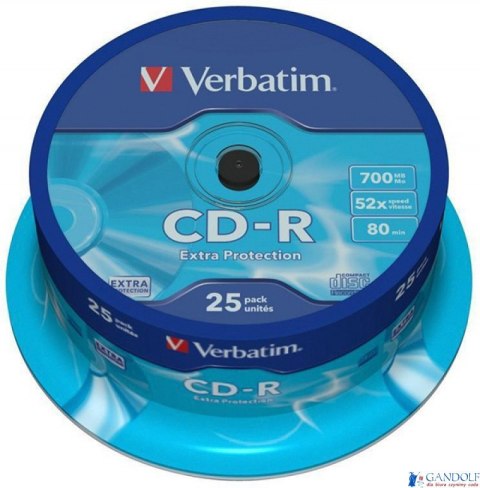 Płyta CD-R VERBATIM CAKE (25) Extra Protection 700MB x52 43432 Płyta CD-R VERBATIM CAKE (25) Extra Protection 700MB x52 43432
