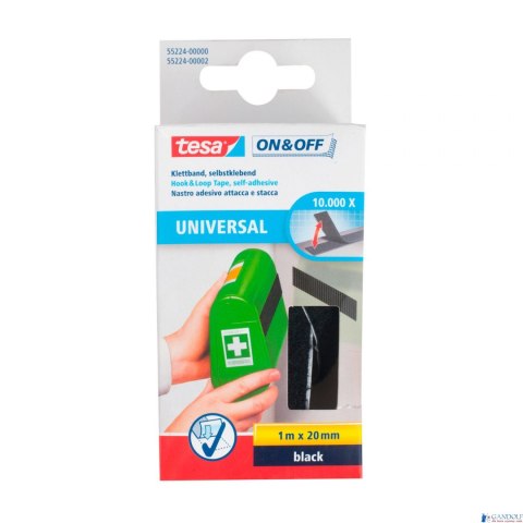 Rzep montażowy w taśmie ON&OFF 1m x 20mm czarny TESA 55224-00000-02 TS Rzep montażowy w taśmie ON&OFF 1m x 20mm czarny TESA 55224-00000-02 TS