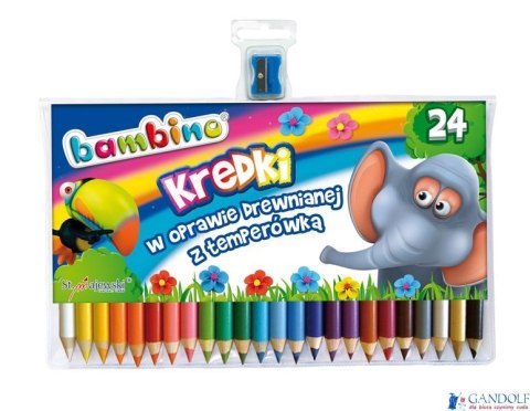 Kredki BAMBINO w drewnie 24 kolorów dł. 15cm+temperówka St.Majewski Kredki BAMBINO w drewnie 24 kolorów dł. 15cm+temperówka St.Majewski