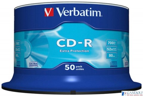 Płyta CD-R VERBATIM CAKE (50) Extra Protection 700MB x52 43351 Płyta CD-R VERBATIM CAKE (50) Extra Protection 700MB x52 43351