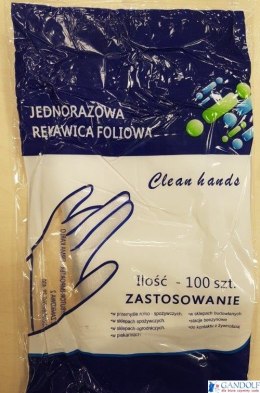 Rękawice foliowe HDPE jednorazowe uniwersalne (100 sztuk) ZRYWKI