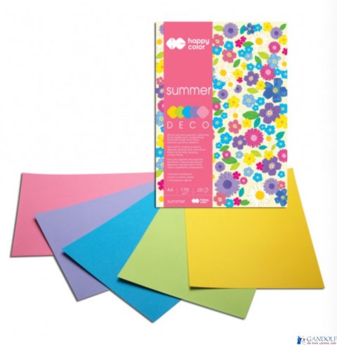 Blok Deco Summer A4, 170g, 20 ark, 5 kol., Happy Color HA 3817 2030-120 Blok Deco Summer A4, 170g, 20 ark, 5 kol., Happy Color HA 3817 2030-120