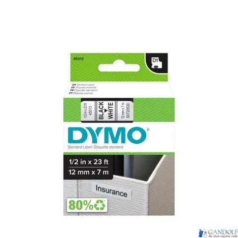 Taśma DYMO D1 - 12 mm x 7 m, czarny / biały S0720530 do drukarek etykiet Taśma DYMO D1 - 12 mm x 7 m, czarny / biały S0720530 do drukarek etykiet