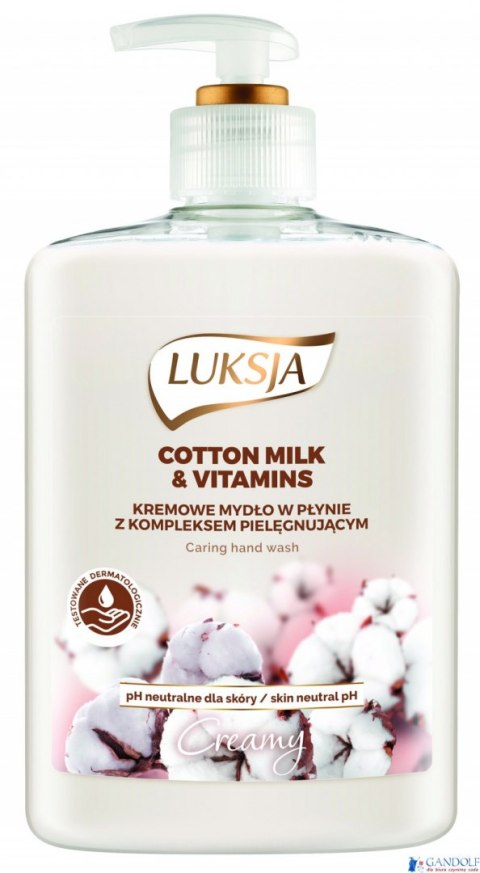 LUKSJA Mydło w płynie z dozownikiem 500 ml COTTON MILK&VITAM 8872 LUKSJA Mydło w płynie z dozownikiem 500 ml COTTON MILK&VITAM 8872