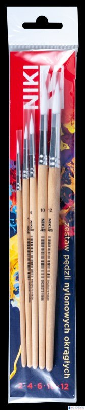 Pędzle nylonowe okrągłe 2+4+6+10+12 NIKI4 PED-0070N6