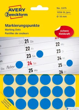 Kółka do zaznaczania 3375 Q18 22 ark niebieskie trwałe, Avery Zweckform