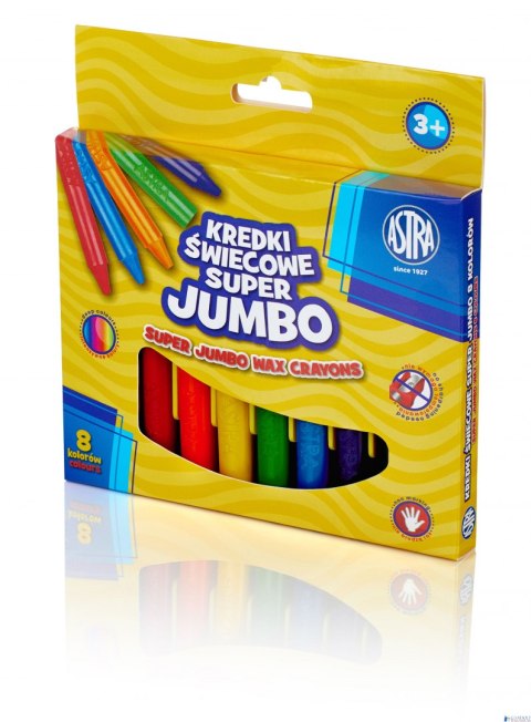 Kredki świecowe super Jumbo 8 kolorów - 14mm/100mm ASTRA, 316118002 Kredki świecowe super Jumbo 8 kolorów - 14mm/100mm ASTRA, 316118002