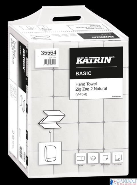 Ręczniki składane KATRIN BASIC Zig Zag 2 Natural, ZZ, 20 x 200, Handy Pack, 35564, opakowanie: 20 owijek Ręczniki składane KATRIN BASIC Zig Zag 2 Natural, ZZ, 20 x 200, Handy Pack, 35564, opakowanie: 20 owijek