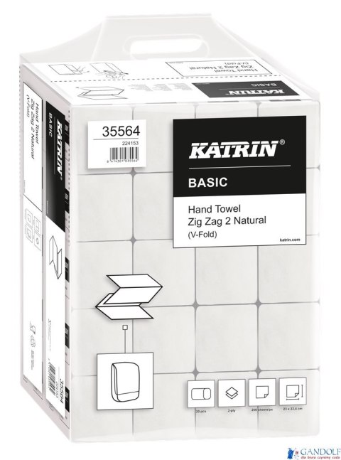 Ręczniki składane KATRIN BASIC Zig Zag 2 Natural, ZZ, 20 x 200, Handy Pack, 35564, opakowanie: 20 owijek Ręczniki składane KATRIN BASIC Zig Zag 2 Natural, ZZ, 20 x 200, Handy Pack, 35564, opakowanie: 20 owijek