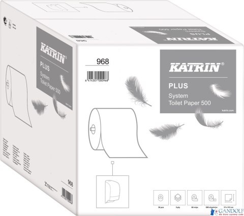 Papier toaletowy, duże rolki KATRIN PLUS System Toilet 3P, 968, opakowanie: 36 rolek