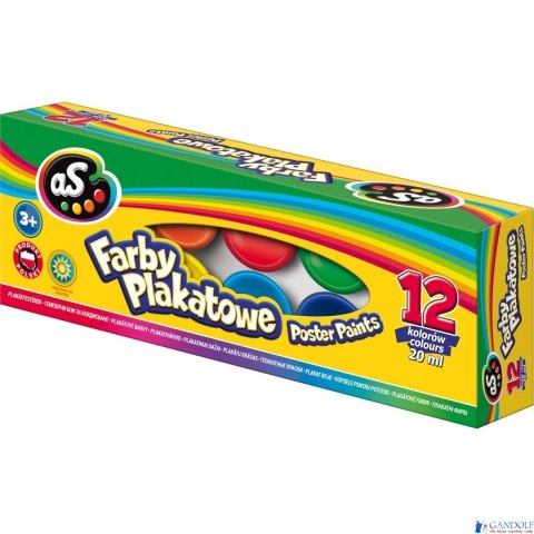 Farby plakatowe AS 12 kolorów - 20 ml, 301219004 Farby plakatowe AS 12 kolorów - 20 ml, 301219004