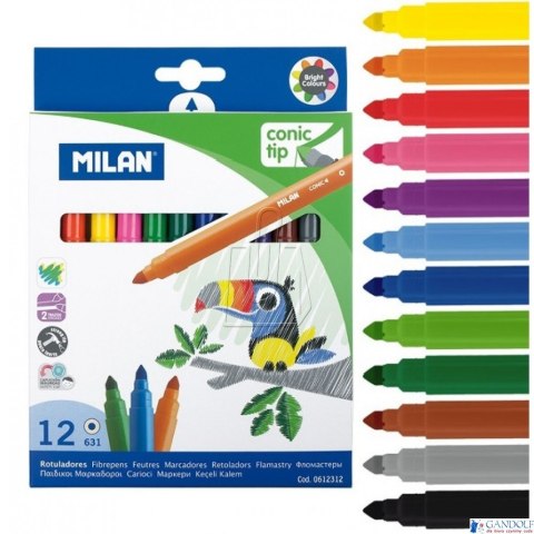 Flamastry ze stożkową końcówką, 12 szt. 0612312 MILAN Flamastry ze stożkową końcówką, 12 szt. 0612312 MILAN