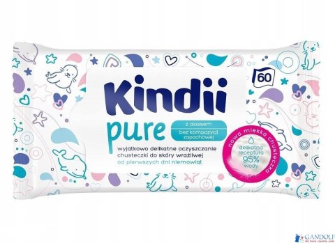 Chusteczki nawilżane KINDII pure 60szt., 1op *035107 Chusteczki nawilżane KINDII pure 60szt., 1op *035107