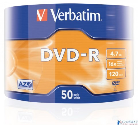 Płyta DVD-R VERBATIM (50) 4,7GB 16x Spindle Matt Silver Wrap 43788 Płyta DVD-R VERBATIM (50) 4,7GB 16x Spindle Matt Silver Wrap 43788