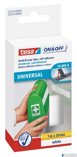 Rzep montażowy w taśmie ON&OFF 1m x 20mm biały TESA 55224-00003-01 TS Rzep montażowy w taśmie ON&OFF 1m x 20mm biały TESA 55224-00003-01 TS