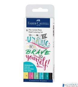 ZESTAW PITT ARTIST PEN HANDLETTERING 6 SZT. W ETUI, ODCIENIE PASTELOWE FABER-CASTELL 267116 FC