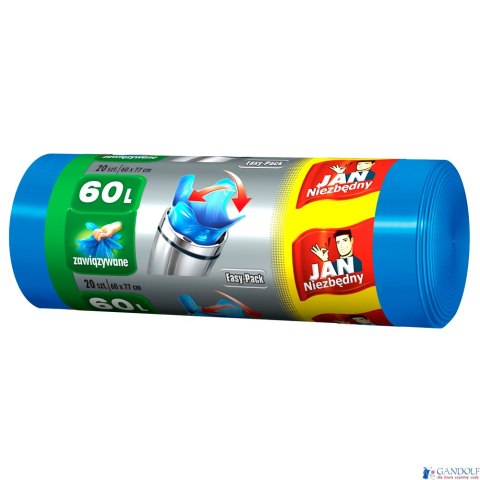JAN NIEZBĘDNY Worki HD Easy-pack niebieskie wiązane 60l 20 szt. 32348 JAN NIEZBĘDNY Worki HD Easy-pack niebieskie wiązane 60l 20 szt. 32348