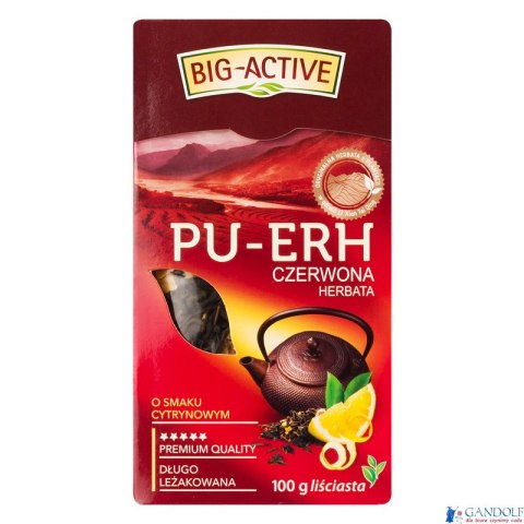 Herbata BIG-ACTIVE PU-ERH czerwona liściasta o smaku cytrynowym 100g Herbata BIG-ACTIVE PU-ERH czerwona liściasta o smaku cytrynowym 100g
