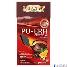 Herbata BIG-ACTIVE PU-ERH czerwona liściasta o smaku cytrynowym 100g Herbata BIG-ACTIVE PU-ERH czerwona liściasta o smaku cytrynowym 100g