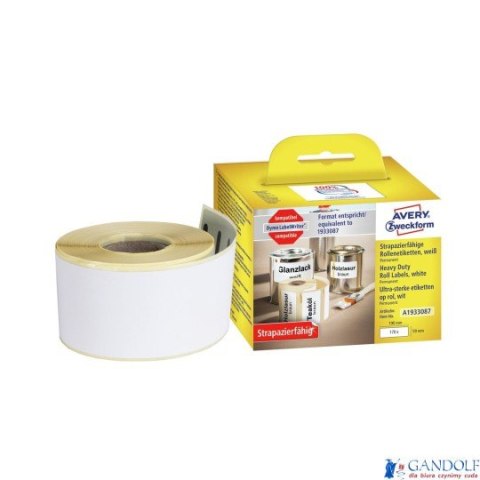 Etykiety Heavy Duty w rolce do drukarek termicznych DymoTM , 170 etyk. / rolka, 59 x 190 mm , poliestrowe, trwałe, białe, AVERY 