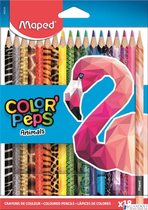 Kredki COLORPEPS ANIMALS trójkątne 18 szt pud. z zaw. 832218 MAPED Kredki COLORPEPS ANIMALS trójkątne 18 szt pud. z zaw. 832218 MAPED