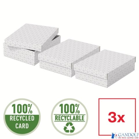 Pudełka domowe do przechowywania, płaskie, rozmiar M, 3 sztuki, białe Esselte 628284