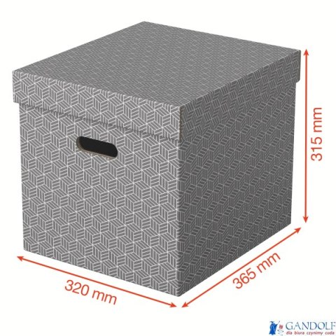 Pudełka domowe do przechowywania, w kształcie sześciana, 3 sztuki, szare Esselte 628289