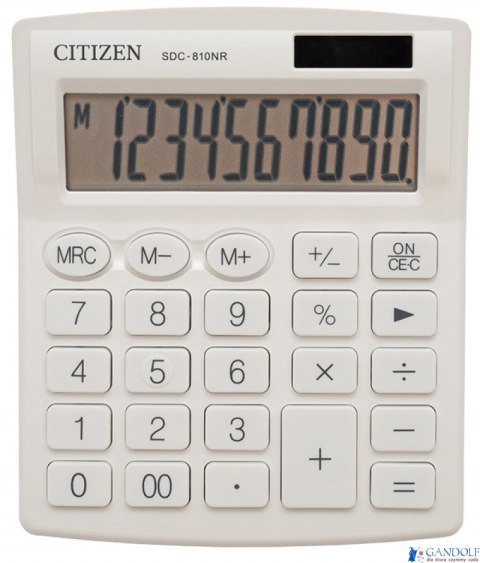 Kalkulator biurowy CITIZEN SDC-810NRWHE, 10-cyfrowy, 127x105mm, biały Kalkulator biurowy CITIZEN SDC-810NRWHE, 10-cyfrowy, 127x105mm, biały