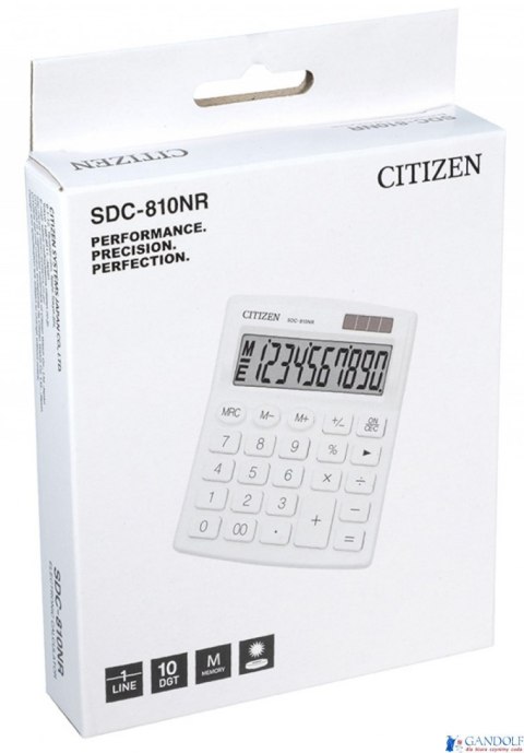 Kalkulator biurowy CITIZEN SDC-810NRWHE, 10-cyfrowy, 127x105mm, biały Kalkulator biurowy CITIZEN SDC-810NRWHE, 10-cyfrowy, 127x105mm, biały