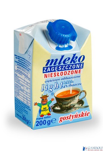 Mleko GOSTYŃ 4% zagęszczone niesłodzone LIGHT 200g Mleko GOSTYŃ 4% zagęszczone niesłodzone LIGHT 200g