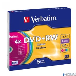 Płyta DVD+RW VERBATIM SLIM Color 4.7GB x4 (1) 43297