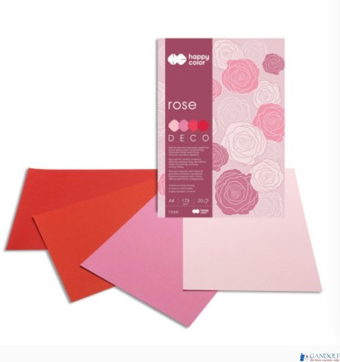 Blok Deco Rose A4, 170g, 20 ark, 4 kol. tonacja różowo-czerwona, Happy Color HA 3717 2030-062