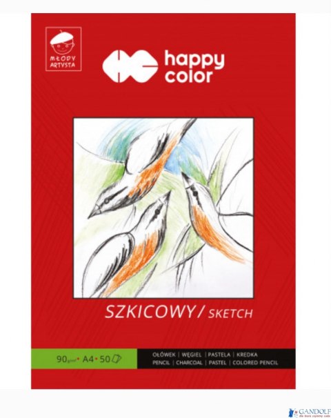 Blok szkicowy Młody Artysta, A4, 50 ark, 90g, Happy Color HA 3709 2030-M50 Blok szkicowy Młody Artysta, A4, 50 ark, 90g, Happy Color HA 3709 2030-M50