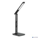 Lampka biurkowa czarna led Platinet 14W PDLU13 z zegarem, alarmem, termometrem i ładowarką USB.