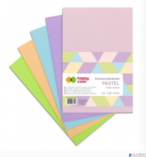 Arkusze piankowe PASTEL, A4, 5 ark, 5 kolorów, Happy Color HA 7130 2030-PAS Arkusze piankowe PASTEL, A4, 5 ark, 5 kolorów, Happy Color HA 7130 2030-PAS