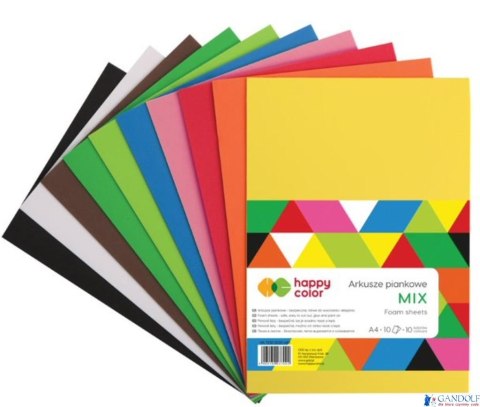 Arkusze piankowe MIX, A4, 10 ark, 10 kolorów, Happy Color HA 7130 2030-MIX Arkusze piankowe MIX, A4, 10 ark, 10 kolorów, Happy Color HA 7130 2030-MIX