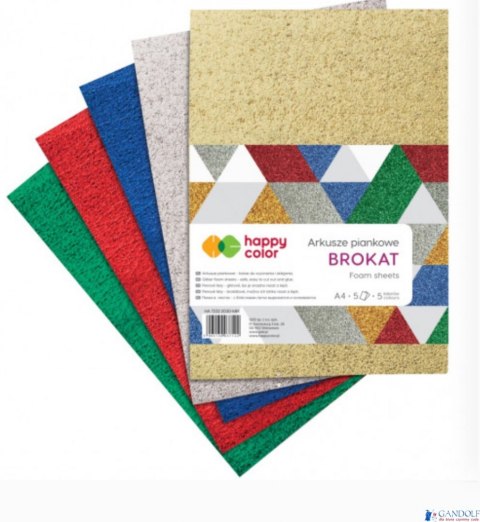 Arkusze piankowe MIX Brokat, A4, 5 ark., 5 kolorów, Happy Color HA 7132 2030-MIX Arkusze piankowe MIX Brokat, A4, 5 ark., 5 kolorów, Happy Color HA 7132 2030-MIX