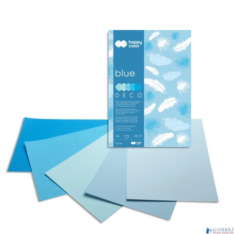 Blok Deco Blue A4, 170g, 20 ark, 5 kol. tonacja niebieska, Happy Color HA 3717 2030-032 Blok Deco Blue A4, 170g, 20 ark, 5 kol. tonacja niebieska, Happy Color HA 3717 2030-032