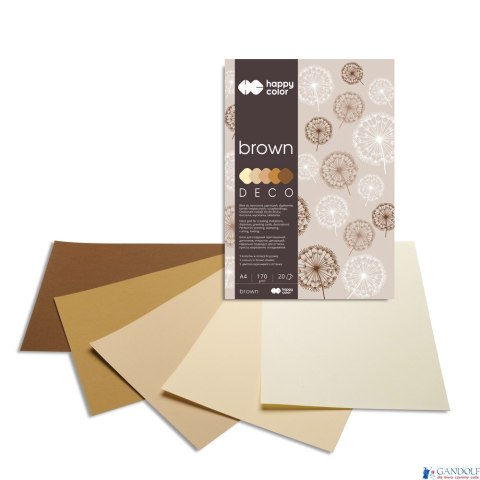 Blok Deco Brown A4, 170g, 20 ark, 5 kol. tonacja brązowa, Happy Color HA 3717 2030-072 Blok Deco Brown A4, 170g, 20 ark, 5 kol. tonacja brązowa, Happy Color HA 3717 2030-072