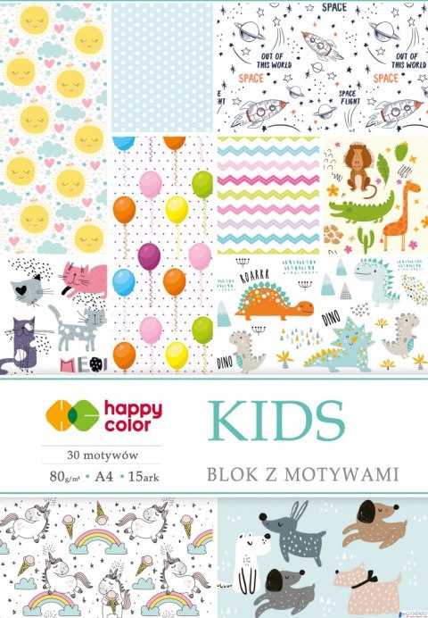 Blok z motywami NATURA, 80g/m2, A4, 15 ark, 30 motyw, Happy Color HA 3808 2030-N Blok z motywami NATURA, 80g/m2, A4, 15 ark, 30 motyw, Happy Color HA 3808 2030-N