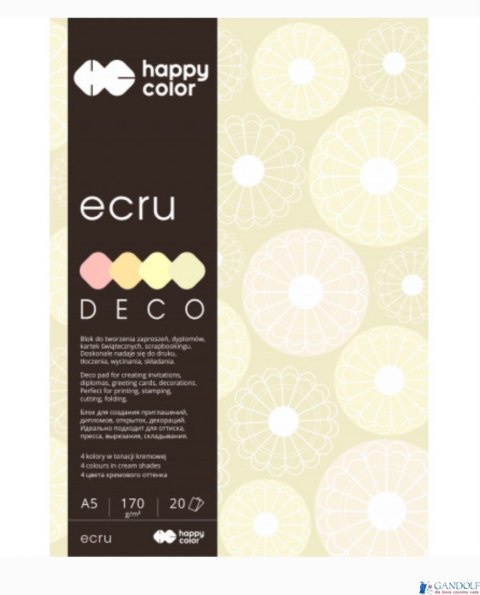 Blok Deco Ecru A4, 170g, 20 ark, 4 kol., Happy Color HA 3717 2030-092 Blok Deco Ecru A4, 170g, 20 ark, 4 kol., Happy Color HA 3717 2030-092