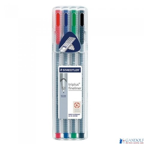 Cienkopis triplus, trójkątny, 0.3 mm, 4 kol. w etui box, Staedtler S 334 SB4 Cienkopis triplus, trójkątny, 0.3 mm, 4 kol. w etui box, Staedtler S 334 SB4