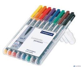 Foliopis Lumocolor, F, wodoodporny, zestaw 8 kol. (1, 2, 3, 4, 5, 6, 7, 9) w etui box, Staedtler S 318 WP8