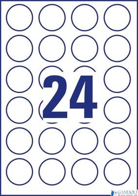 Etykiety o nietypowych kształtach, A4, 10 ark./op., Q40 mm, białe, AVERY ZWECKFORM, L3415-10