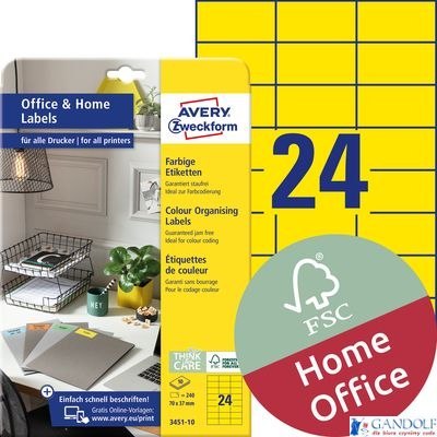 Etykiety Heavy Duty, A4, 20 ark./op., 70 x 37 mm, żółte, poliestrowe, AVERY ZWECKFORM, L6131-20