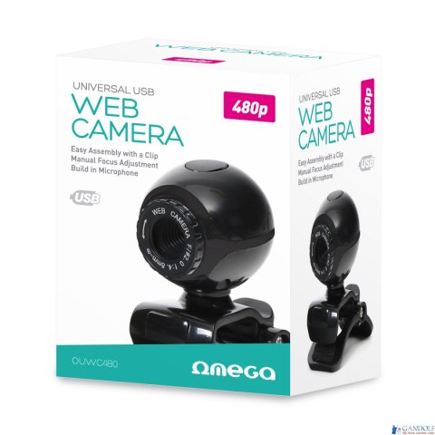 Kamera internetowa OMEGA WEB CAM 480p mikrofon, czarna OUWC480 Kamera internetowa OMEGA WEB CAM 480p mikrofon, czarna OUWC480