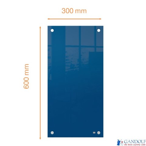 Mała podłużna szklana tablica suchościeralna Nobo Home 300x600mm, niebieska 1915607