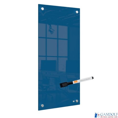 Mała podłużna szklana tablica suchościeralna Nobo Home 300x600mm, niebieska 1915607
